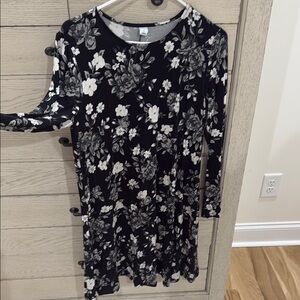 Floral Black and White Women's Dress